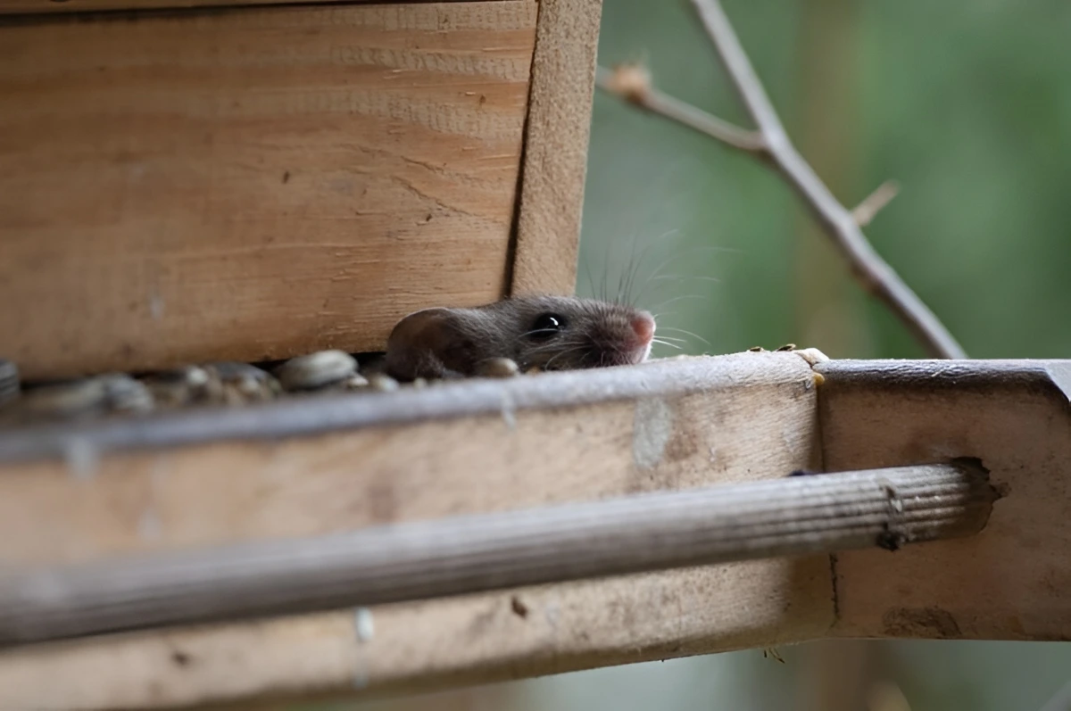 Roof rat hiding in concealed location — demonstrating the neophobic behavior that makes trap placement critical for successful Lakeland FL removal